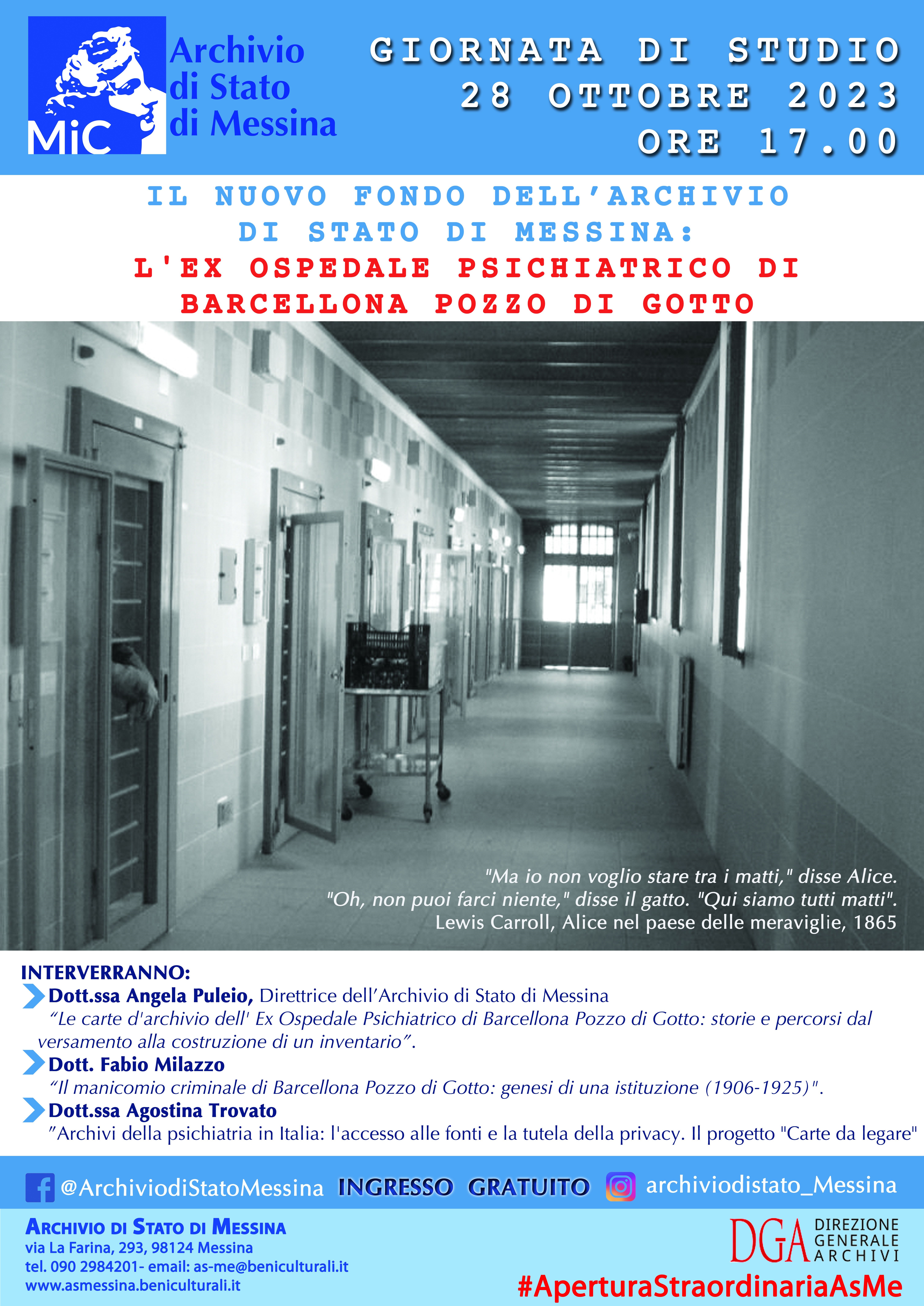 Giornata di studio - Il nuovo fondo dell'Archivio di Stato di Messina: l'ex Ospedale Psichiatrico di Barcellona Pozzo di Gotto